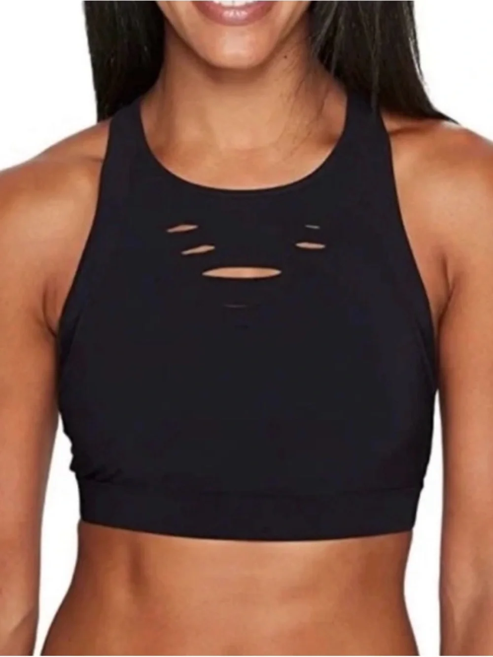 ALO Yoga High-Neck Cutout Sports Bralette - Black